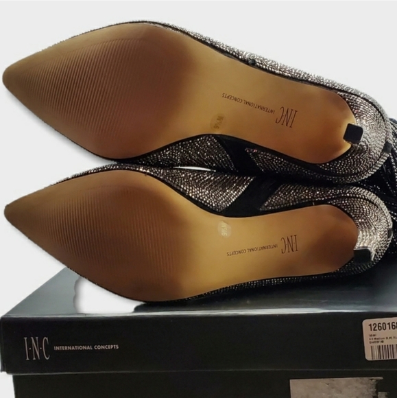 NWT Fringe Rhinestone Beaded Heeled Knee-High Boots Pointed Toe Metallic Boot - Picture 8 of 16